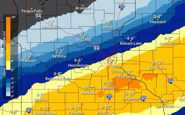Winter Storm Watch starts Friday for Freeborn County, Latest Forecast up to 12″ of snow