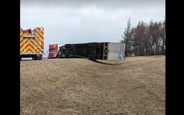 Strong Winds Blow Over 2 Semis On Highway 71, Injuring Drivers